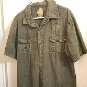 Grayish Green Bikers Distressed Shirt Size XL U4-E